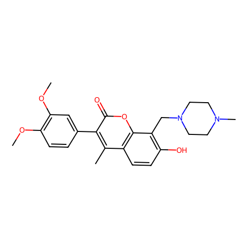 3-(3,4-dimethoxyphenyl)-7-hydroxy-4-methyl-8-[(4-methylpiperazin-1-yl)methyl]-2H-chromen-2-one structure