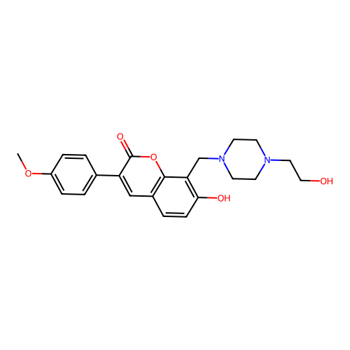 7-hydroxy-8-[[4-(2-hydroxyethyl)piperazin-1-yl]methyl]-3-(4-methoxyphenyl)chromen-2-one structure
