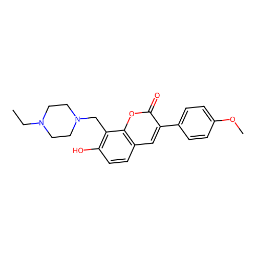 8-[(4-ethylpiperazin-1-yl)methyl]-7-hydroxy-3-(4-methoxyphenyl)-2H-chromen-2-one structure