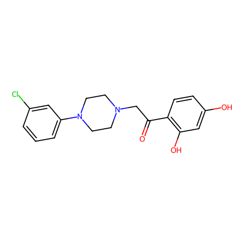 2-[4-(3-Chlorophenyl)piperazin-1-yl]-1-(2,4-dihydroxyphenyl)ethanone structure