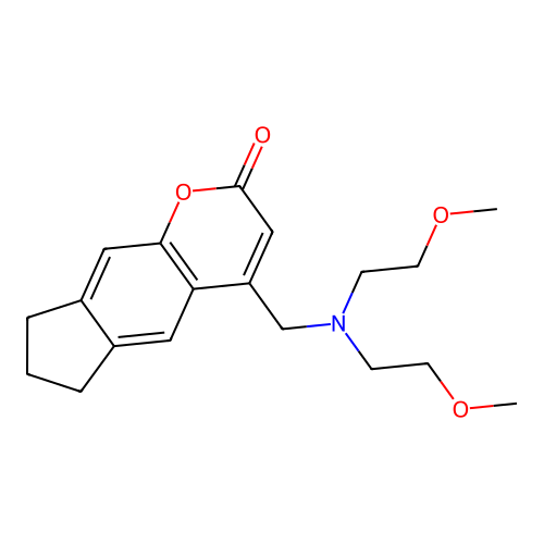 4-((bis(2-methoxyethyl)amino)methyl)-7,8-dihydrocyclopenta[g]chromen-2(6H)-one structure