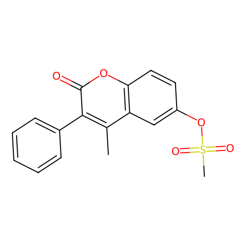 4-methyl-2-oxo-3-phenyl-2H-chromen-6-yl methanesulfonate structure