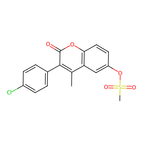 3-(4-chlorophenyl)-4-methyl-2-oxo-2H-chromen-6-yl methanesulfonate structure