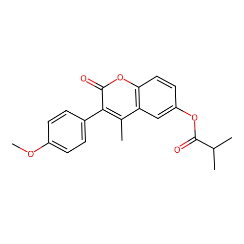 3-(4-methoxyphenyl)-4-methyl-2-oxo-2H-chromen-6-yl 2-methylpropanoate structure