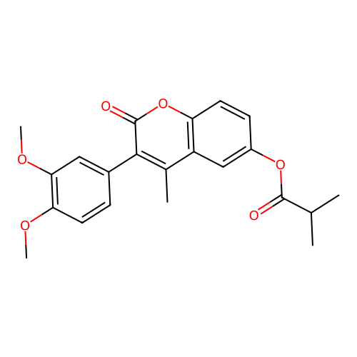 3-(3,4-dimethoxyphenyl)-4-methyl-2-oxo-2H-chromen-6-yl 2-methylpropanoate structure