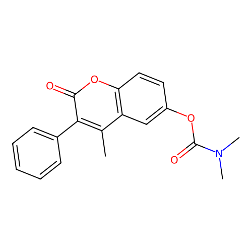 4-methyl-2-oxo-3-phenyl-2H-chromen-6-yl dimethylcarbamate structure