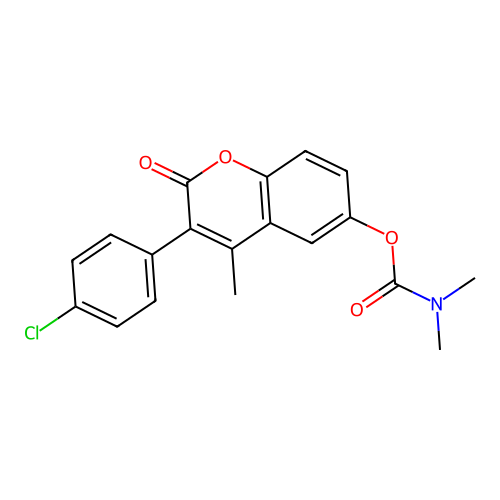 3-(4-chlorophenyl)-4-methyl-2-oxo-2H-chromen-6-yl dimethylcarbamate structure