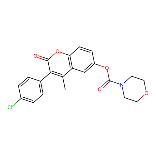 3-(4-chlorophenyl)-4-methyl-2-oxo-2H-chromen-6-yl morpholine-4-carboxylate structure