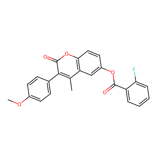 3-(4-methoxyphenyl)-4-methyl-2-oxo-2H-chromen-6-yl 2-fluorobenzoate structure