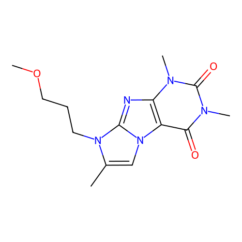 8-(3-methoxypropyl)-1,3,7-trimethyl-1H-imidazo[2,1-f]purine-2,4(3H,8H)-dione structure
