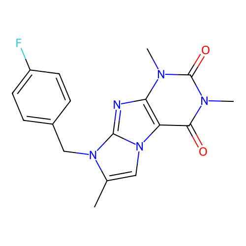 8-(4-fluorobenzyl)-1,3,7-trimethyl-1H-imidazo[2,1-f]purine-2,4(3H,8H)-dione structure