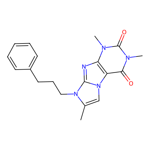 1,3,7-trimethyl-8-(3-phenylpropyl)-1H-imidazo[2,1-f]purine-2,4(3H,8H)-dione structure