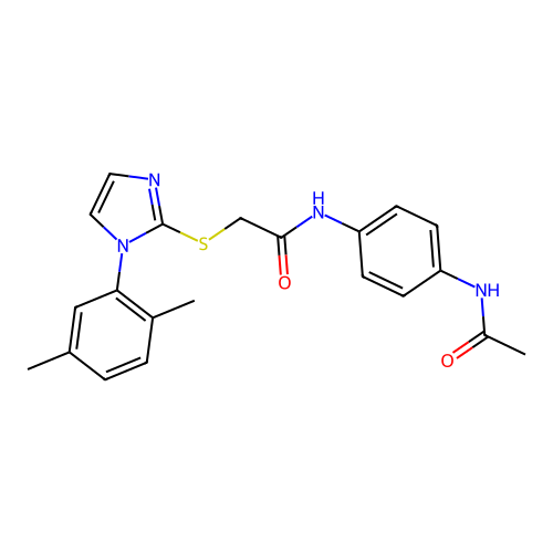 N-(4-acetamidophenyl)-2-[1-(2,5-dimethylphenyl)imidazol-2-yl]sulfanylacetamide structure