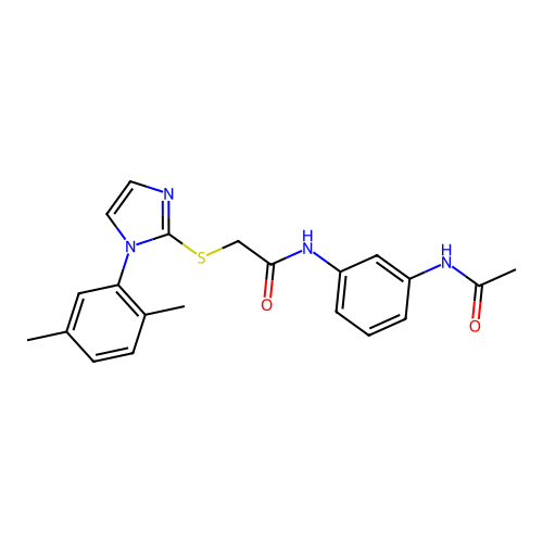 N-(3-acetamidophenyl)-2-[1-(2,5-dimethylphenyl)imidazol-2-yl]sulfanylacetamide structure