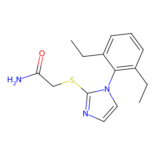 2-((1-(2,6-diethylphenyl)-1H-imidazol-2-yl)thio)acetamide structure