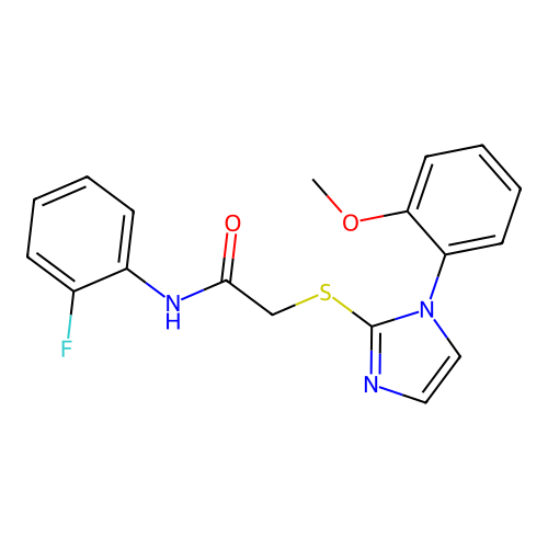 N-(2-fluorophenyl)-2-[1-(2-methoxyphenyl)imidazol-2-yl]sulfanylacetamide structure
