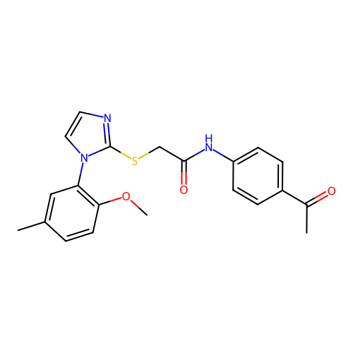N-(4-acetylphenyl)-2-{[1-(2-methoxy-5-methylphenyl)-1H-imidazol-2-yl]sulfanyl}acetamide structure