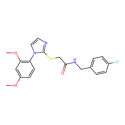 2-{[1-(2,4-dimethoxyphenyl)-1H-imidazol-2-yl]sulfanyl}-N-[(4-fluorophenyl)methyl]acetamide structure