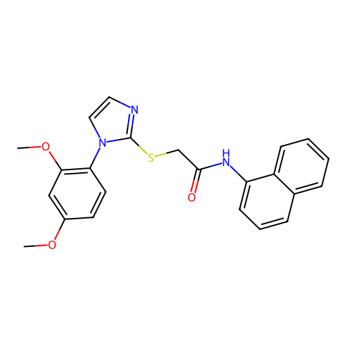 2-[1-(2,4-dimethoxyphenyl)imidazol-2-yl]sulfanyl-N-naphthalen-1-ylacetamide structure