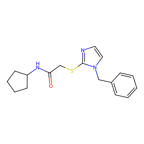 2-(1-benzylimidazol-2-yl)sulfanyl-N-cyclopentylacetamide structure