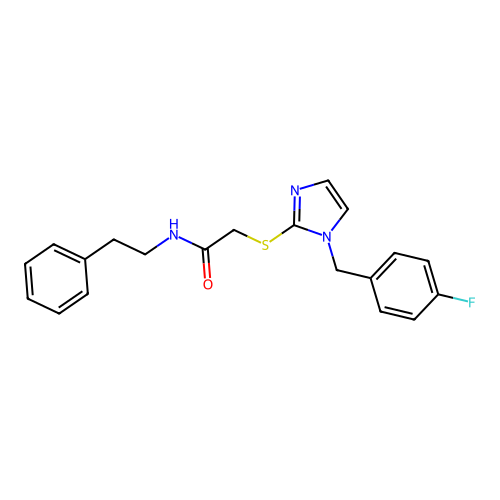 2-((1-(4-fluorobenzyl)-1H-imidazol-2-yl)thio)-N-phenethylacetamide structure