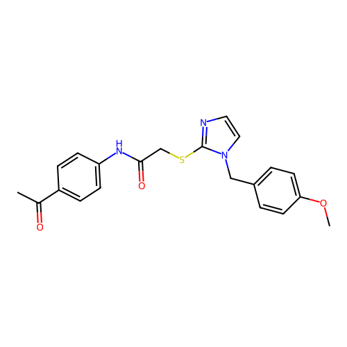 N-(4-acetylphenyl)-2-[1-[(4-methoxyphenyl)methyl]imidazol-2-yl]sulfanylacetamide structure