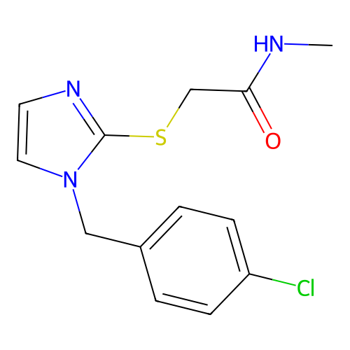 2-[1-[(4-chlorophenyl)methyl]imidazol-2-yl]sulfanyl-N-methylacetamide structure