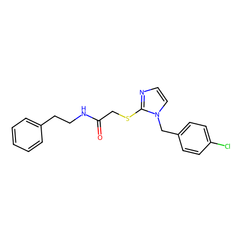 2-((1-(4-chlorobenzyl)-1H-imidazol-2-yl)thio)-N-phenethylacetamide structure