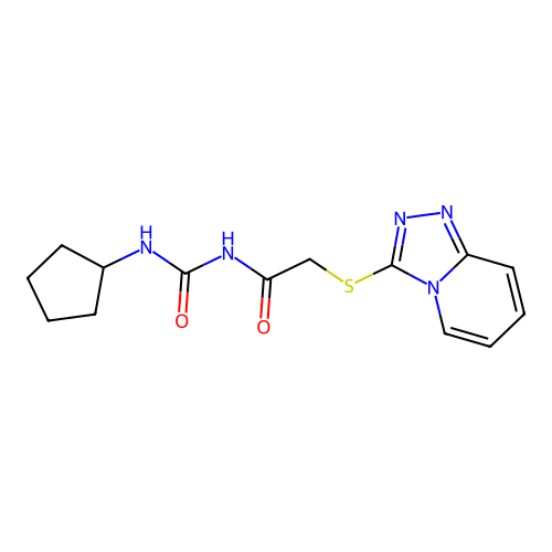 2-([1,2,4]Triazolo[4,3-a]pyridin-3-ylthio)-N-(cyclopentylcarbamoyl)acetamide structure