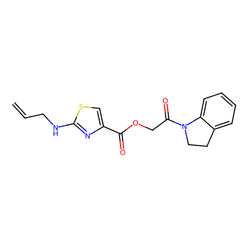 2-(Indolin-1-yl)-2-oxoethyl 2-(allylamino)thiazole-4-carboxylate structure