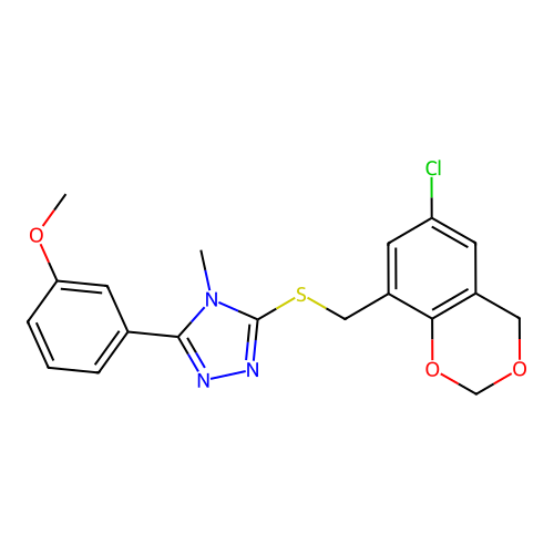 3-(((6-Chloro-4H-benzo[d][1,3]dioxin-8-yl)methyl)thio)-5-(3-methoxyphenyl)-4-methyl-4H-1,2,4-triazole structure
