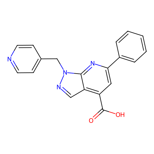 6-phenyl-1-[(pyridin-4-yl)methyl]-1H-pyrazolo[3,4-b]pyridine-4-carboxylic acid structure