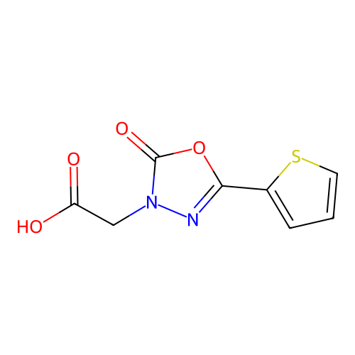 2-[2-Oxo-5-(thiophen-2-yl)-2,3-dihydro-1,3,4-oxadiazol-3-yl]acetic acid structure