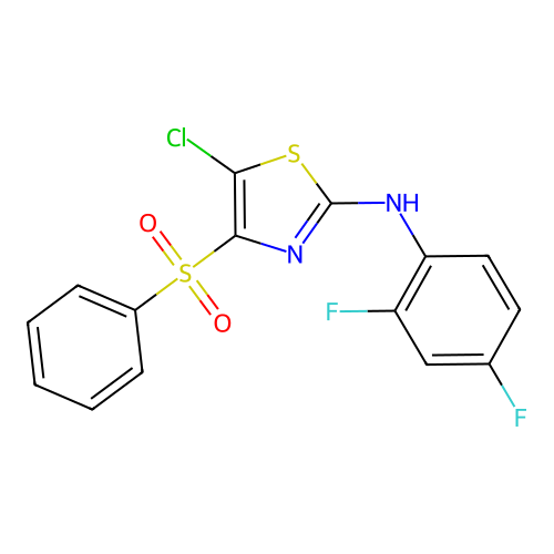 4-(benzenesulfonyl)-5-chloro-N-(2,4-difluorophenyl)-1,3-thiazol-2-amine structure