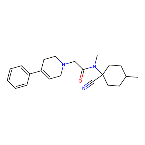 N-(1-cyano-4-methylcyclohexyl)-N-methyl-2-(4-phenyl-3,6-dihydro-2H-pyridin-1-yl)acetamide structure