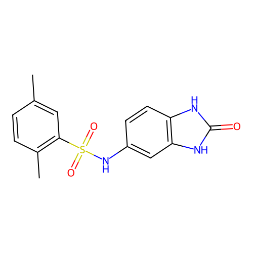 2,5-dimethyl-N-(2-oxo-1,3-dihydrobenzimidazol-5-yl)benzenesulfonamide structure