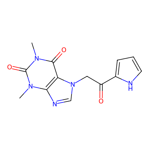 1,3-Dimethyl-7-(2-oxo-2-(1H-pyrrol-2-yl)ethyl)-3,7-dihydro-1H-purine-2,6-dione structure