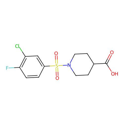 1-(3-Chloro-4-fluorobenzenesulfonyl)piperidine-4-carboxylic acid structure