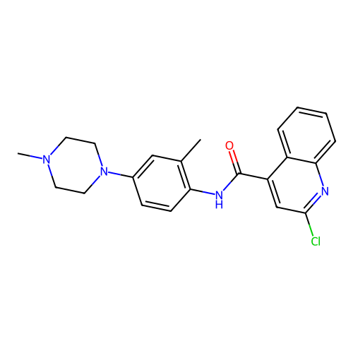 2-chloro-N-[2-methyl-4-(4-methylpiperazin-1-yl)phenyl]quinoline-4-carboxamide structure