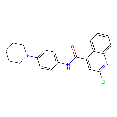 2-chloro-N-[4-(piperidin-1-yl)phenyl]quinoline-4-carboxamide structure