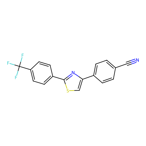 4-(2-(4-(Trifluoromethyl)phenyl)thiazol-4-yl)benzonitrile structure