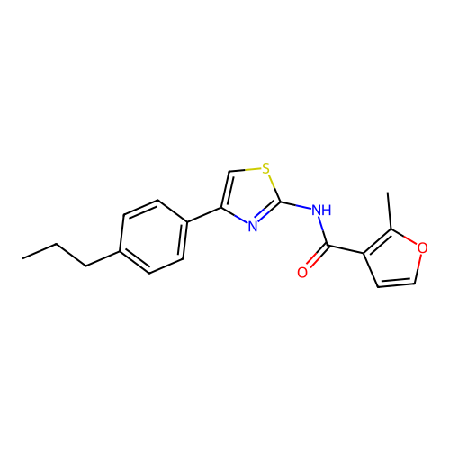 2-Methyl-N-(4-(4-propylphenyl)thiazol-2-yl)furan-3-carboxamide structure