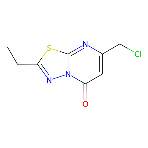 7-(chloromethyl)-2-ethyl-5H-(1,3,4)thiadiazolo(3,2-a)pyrimidin-5-one structure