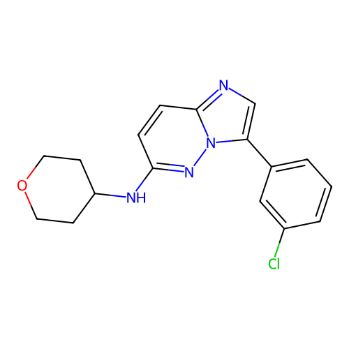 3-(3-chlorophenyl)-N-(tetrahydro-2H-pyran-4-yl)imidazo[1,2-b]pyridazin-6-amine structure