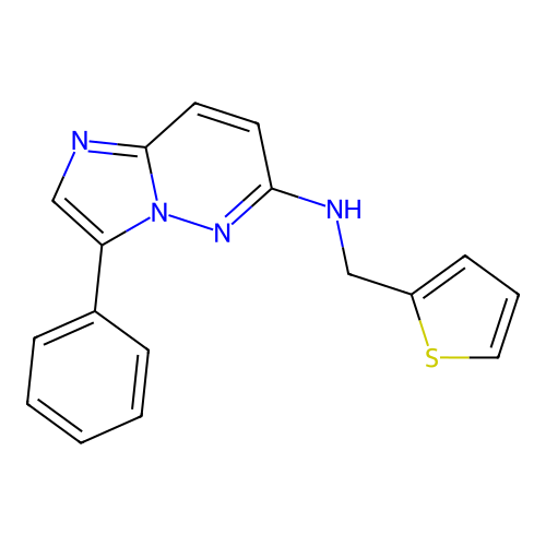 3-phenyl-N-(thiophen-2-ylmethyl)imidazo[1,2-b]pyridazin-6-amine structure