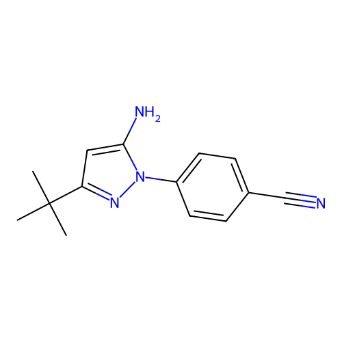 4-(5-Amino-3-tert-butyl-1H-pyrazol-1-yl)benzonitrile structure