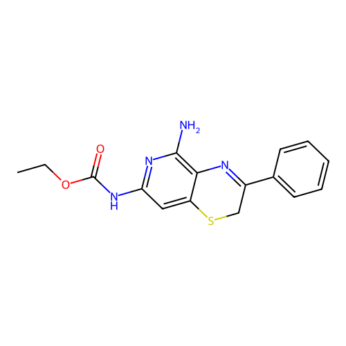 ethyl N-(5-amino-3-phenyl-2H-pyrido[4,3-b][1,4]thiazin-7-yl)carbamate structure