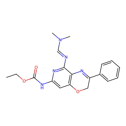 Ethyl (5-(((dimethylamino)methylene)amino)-3-phenyl-2H-pyrido(4,3-b)-1,4-oxazin-7-yl)carbamate structure