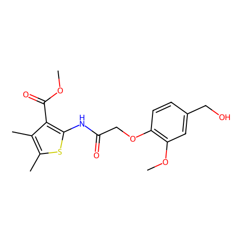 methyl 2-{2-[4-(hydroxymethyl)-2-methoxyphenoxy]acetamido}-4,5-dimethylthiophene-3-carboxylate structure