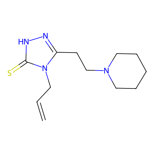 5-[2-(piperidin-1-yl)ethyl]-4-(prop-2-en-1-yl)-4H-1,2,4-triazole-3-thiol structure